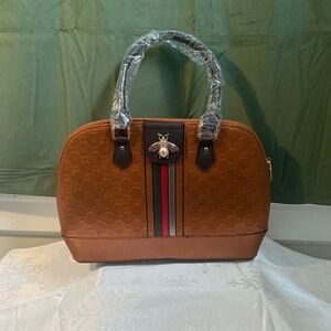 Vegan Leather Handbag with Bee Accent